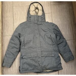 LL Bean Women's Down Tek Parka Jacket Blue Hooded Size XL Detachable Hood